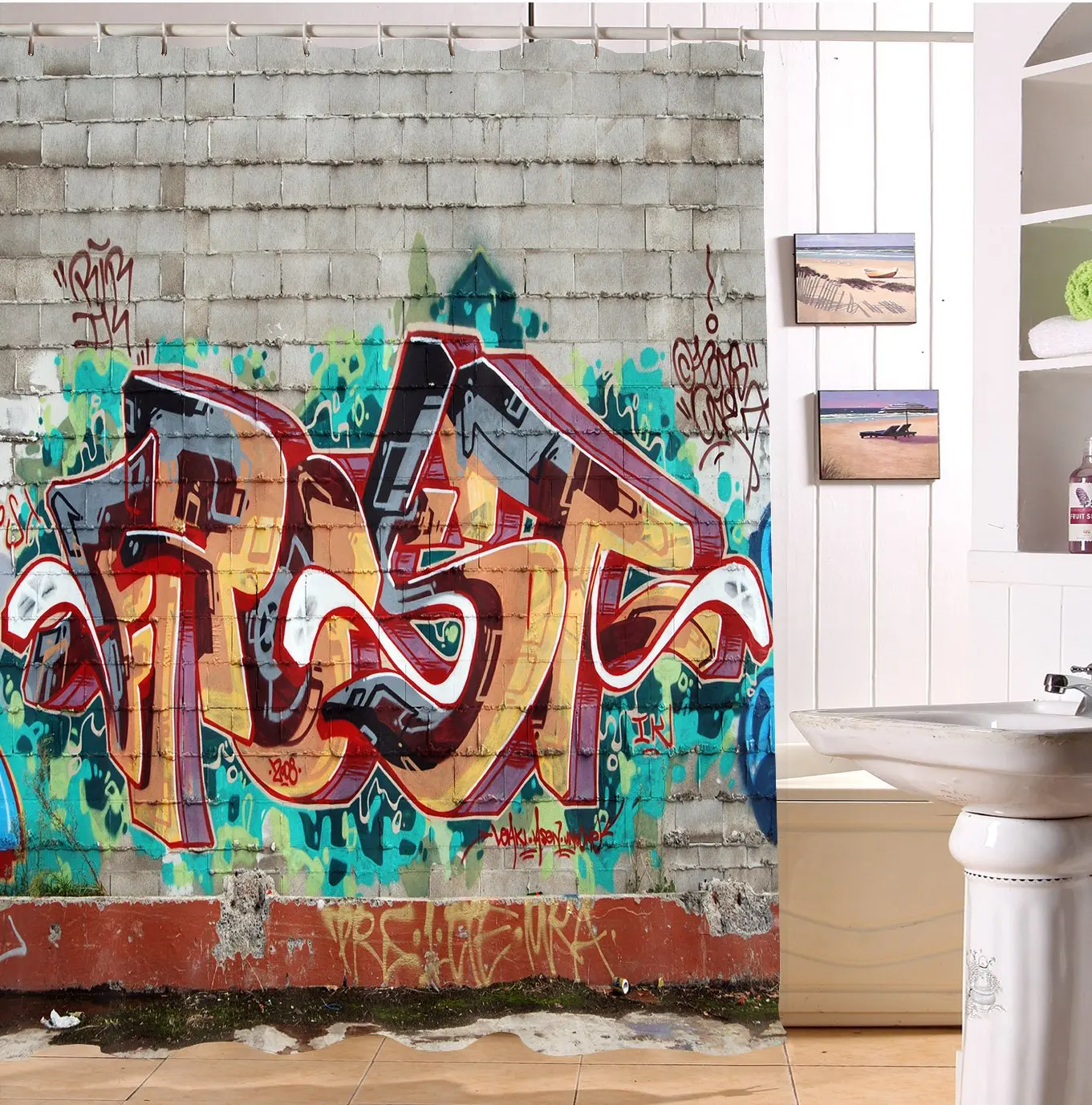 Street Brick Wall Shower Curtains Cityscape Printed Bathroom Decor Curtain | Дом и сад