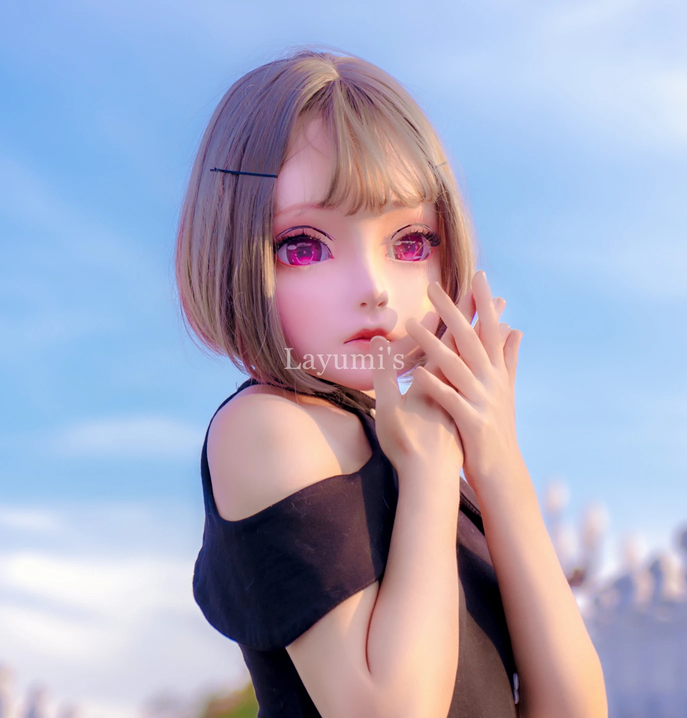 (JW-Mask 26) Handmade Cute Female/Girl Resin Half Head Cosplay Japanese Anime Role Play Lolita Kigurumi Mask Crossdresser Doll