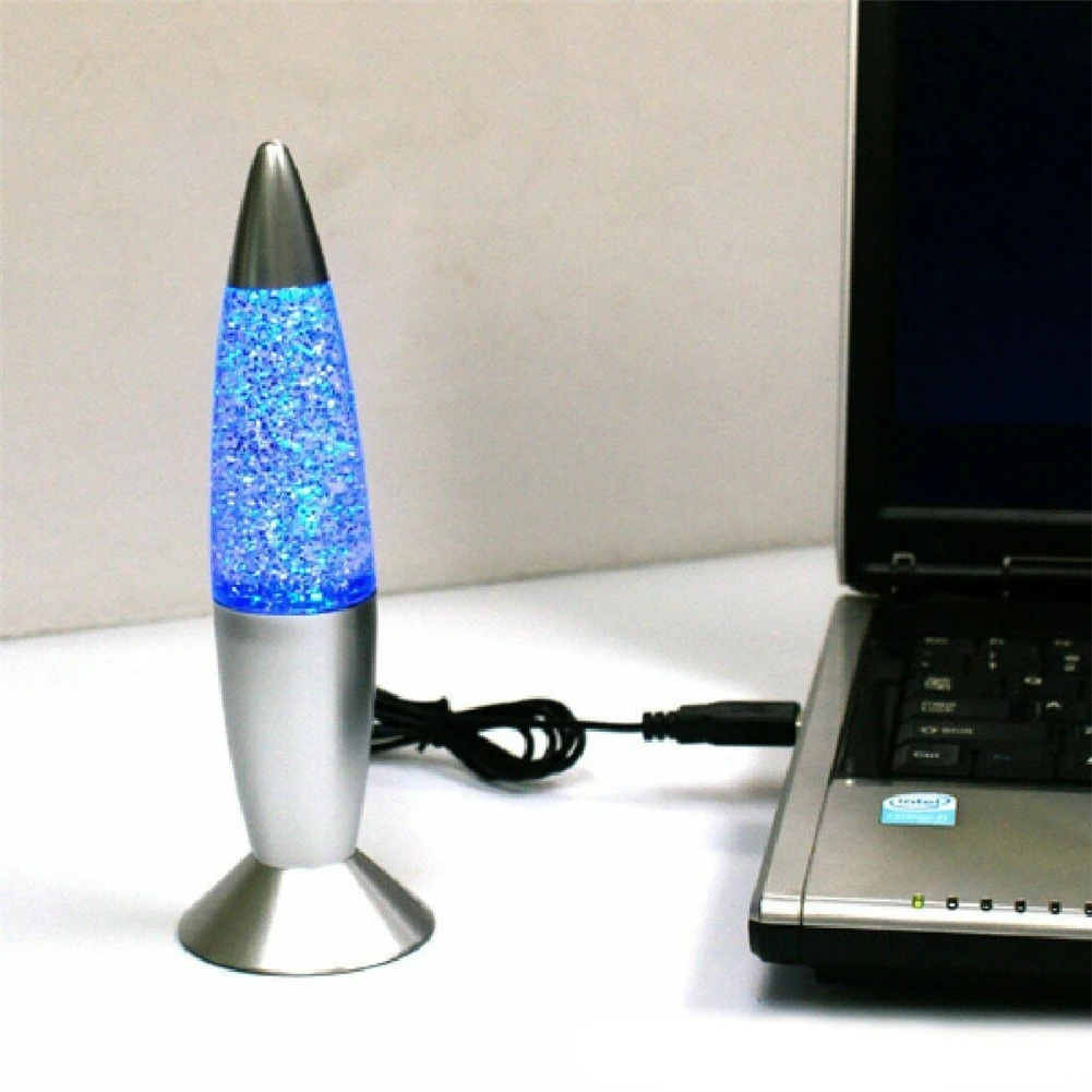 

Multicolor Color Changing Lava Lamp Unique Rocket-shaped Body RGB Led Flashing Party Decoration Usb Charging Bedside Night Light