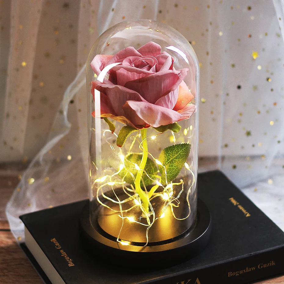 01 Immber Flora светящийся купол Красавица и Чудовище Роза светодиодный вечный Цветок День святого Валентина подарки на день рождения домашние вечерние Dekoration - Цвет: 01