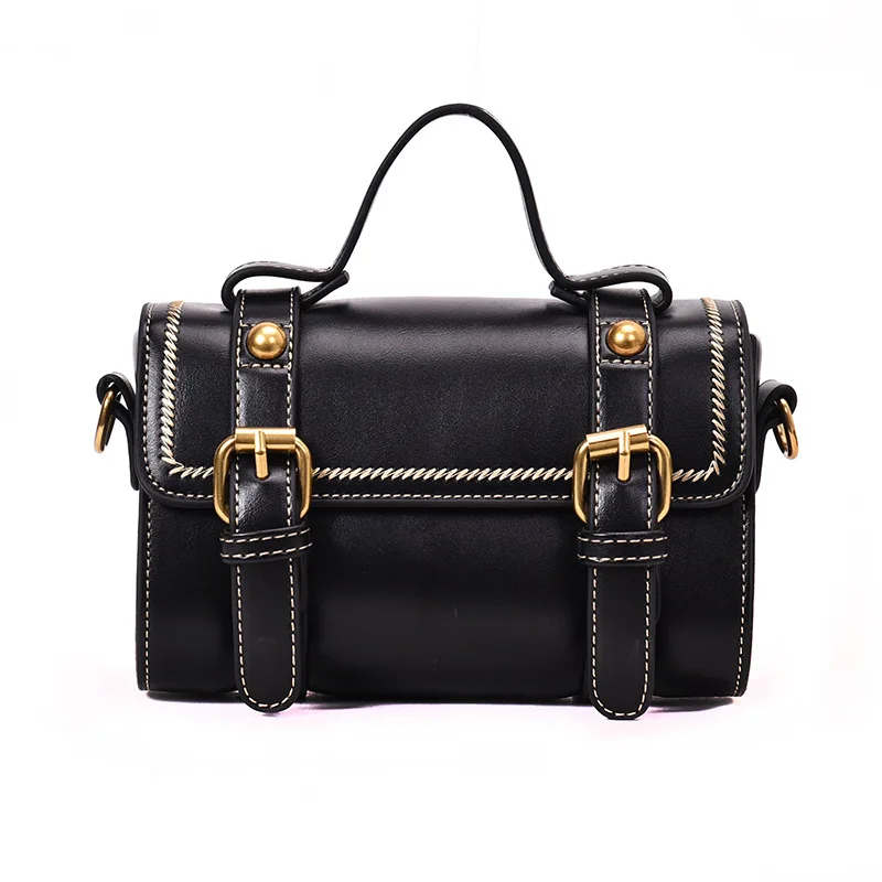 

European Handbag New Retro PU Leather Buckle Women Messenger Bag Fashion High Quality Solid Color Female Portable Messenger Bag