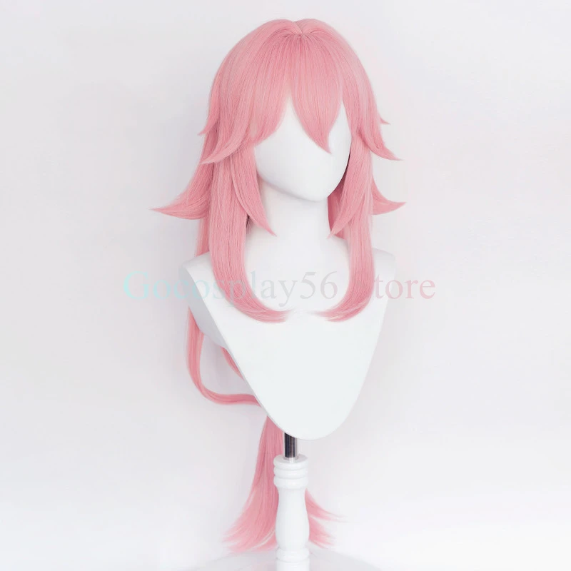 Genshin ударопрочный Косплей Yae Miko Wig Project Celestia Длинный розовый прямой конский хвост