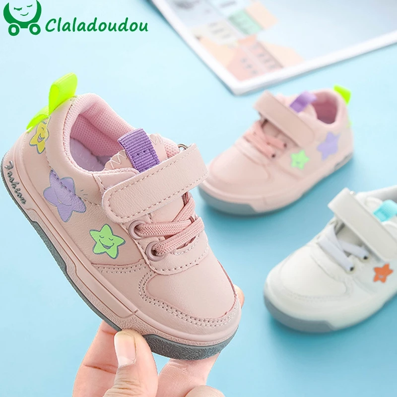 Кроссовки из ПУ кожи для маленьких девочек и мальчиков бежевые розовые осенние