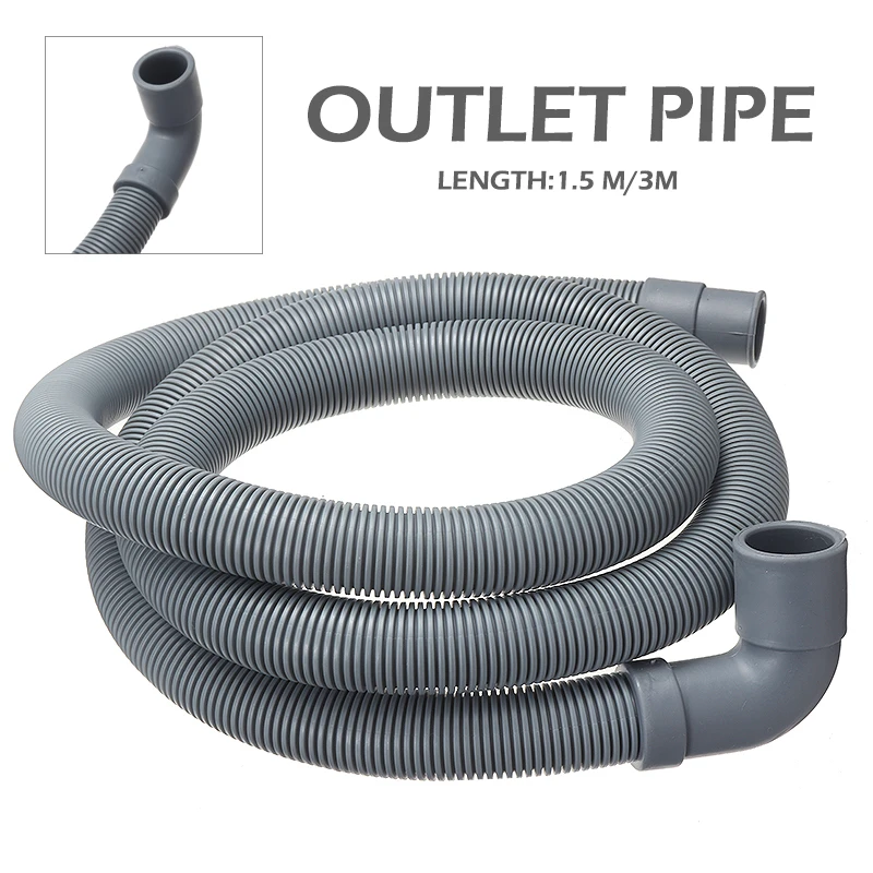 1Set 1/1.5/3/4M Flexible Wash Machine Dishwasher Drain Hose Outlet Water Pipe Extension Plastic