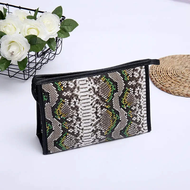 Стильный женский косметичка с принтом змеиной кожи для макияжа ванной комнаты