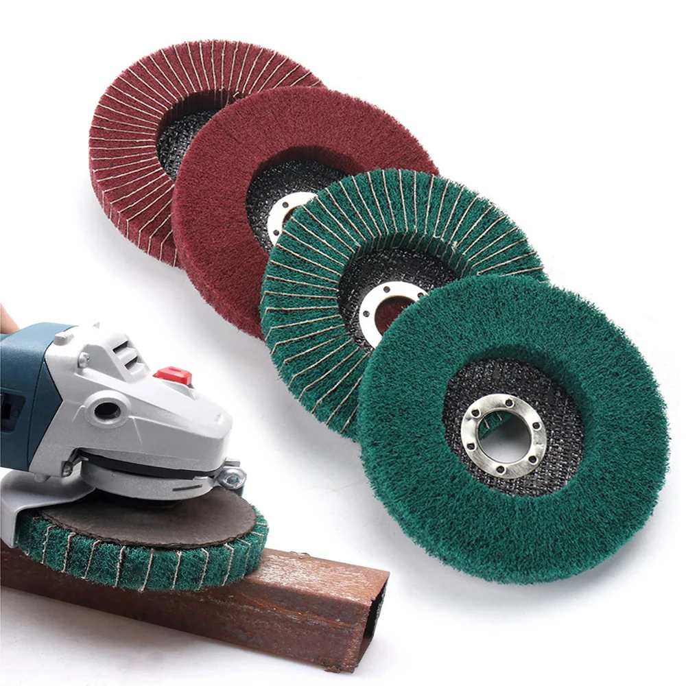 

5" Nylon Fiber Flap Polishing Wheel Non-woven Grinding Disc Metal Steel Buffs Wheel Abrasive Brush Rotary Tool