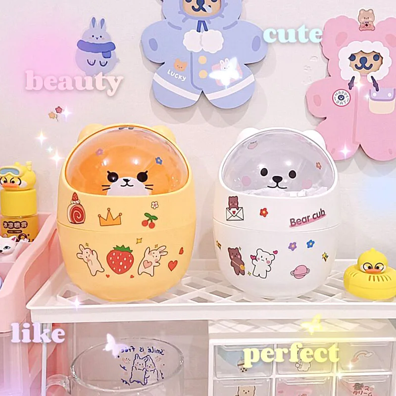 

6 шт./лот Настольный держатель для ручек с мультяшным медведем и кроликом, милый ящик для ручек для хранения макияжа, настольный органайзер, ...