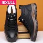 Мужская обувь, зимняя новая кожаная обувь, бархатные толстые теплые хлопковые ботинки, уличная походная обувь