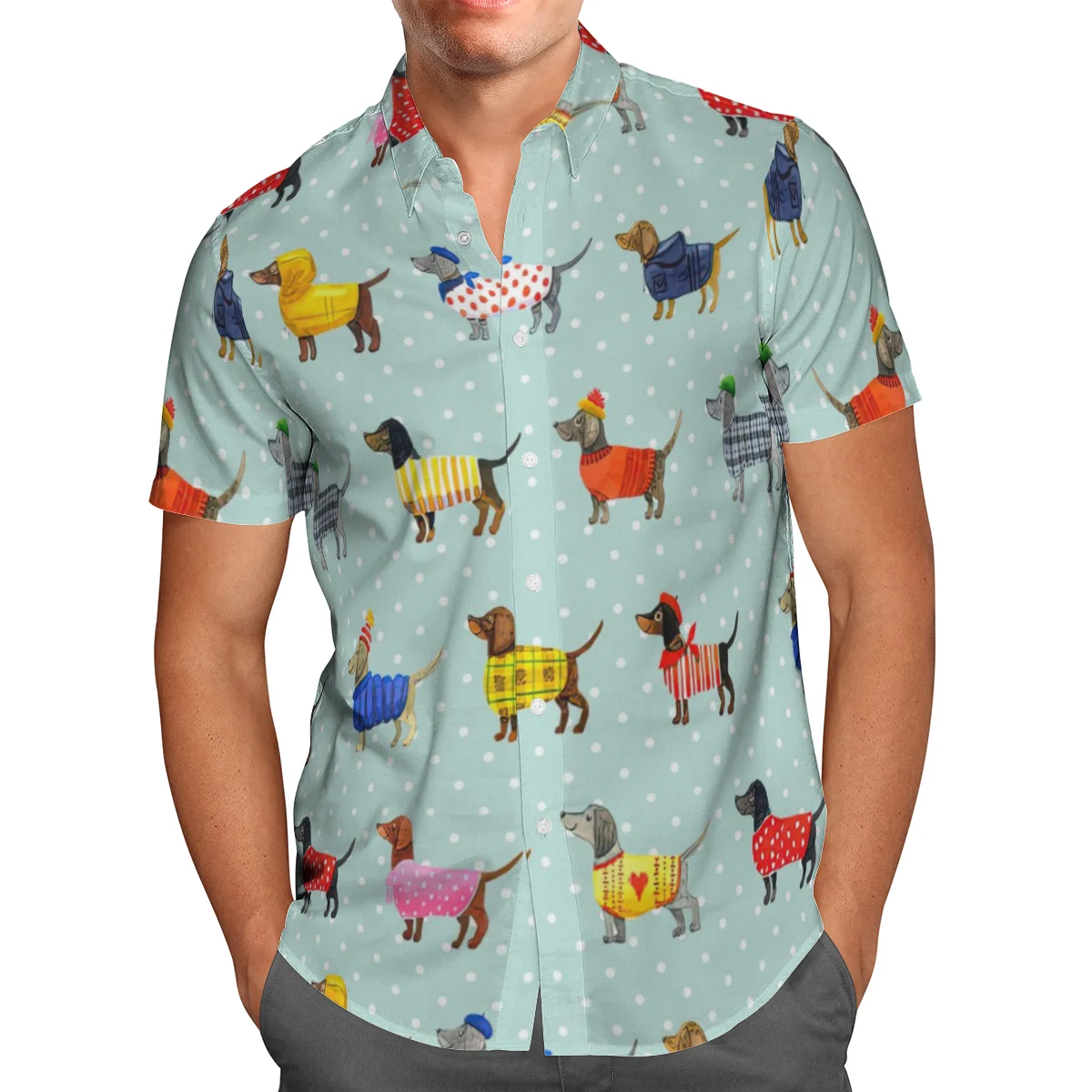 

Animal Dog 3D Beach Hawaiian 2021 Summer Men's Shirt Short Sleeve Shirt Streetwear Oversized 5XL Camisa Social Chemise Homme-900