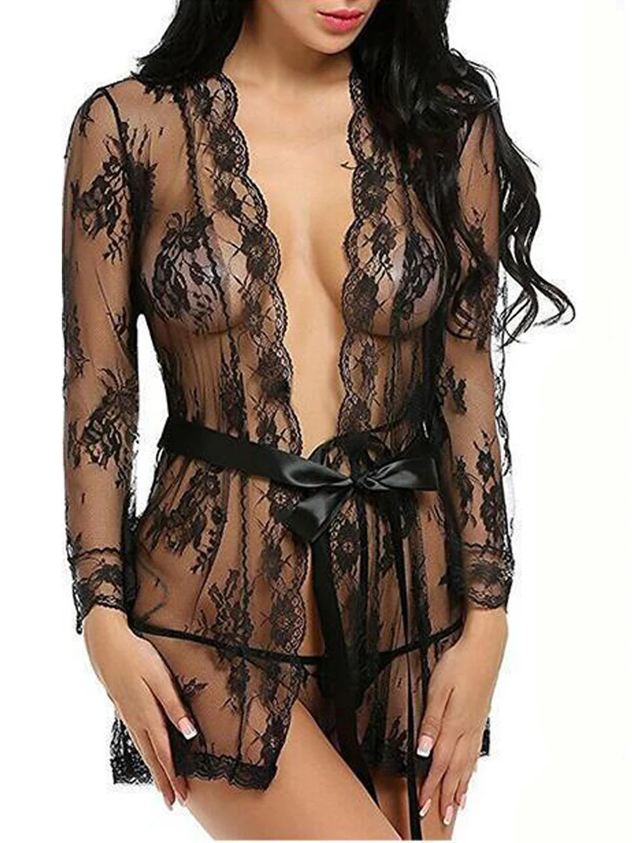 

Женское кружевное кимоно, халат, нижнее белье, сетчатая ночная рубашка