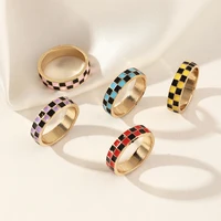 2021 new rings for women wide geometric squares mosaic golden ring girl minimalist party fashion jewelry