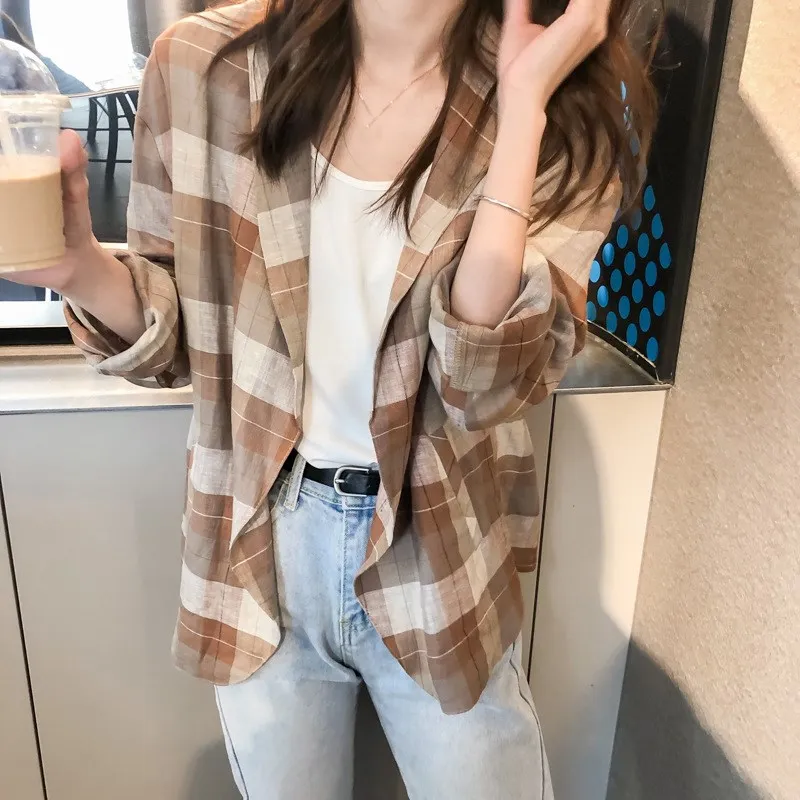 Корейские женские повседневные свободные блейзеры с длинным рукавом