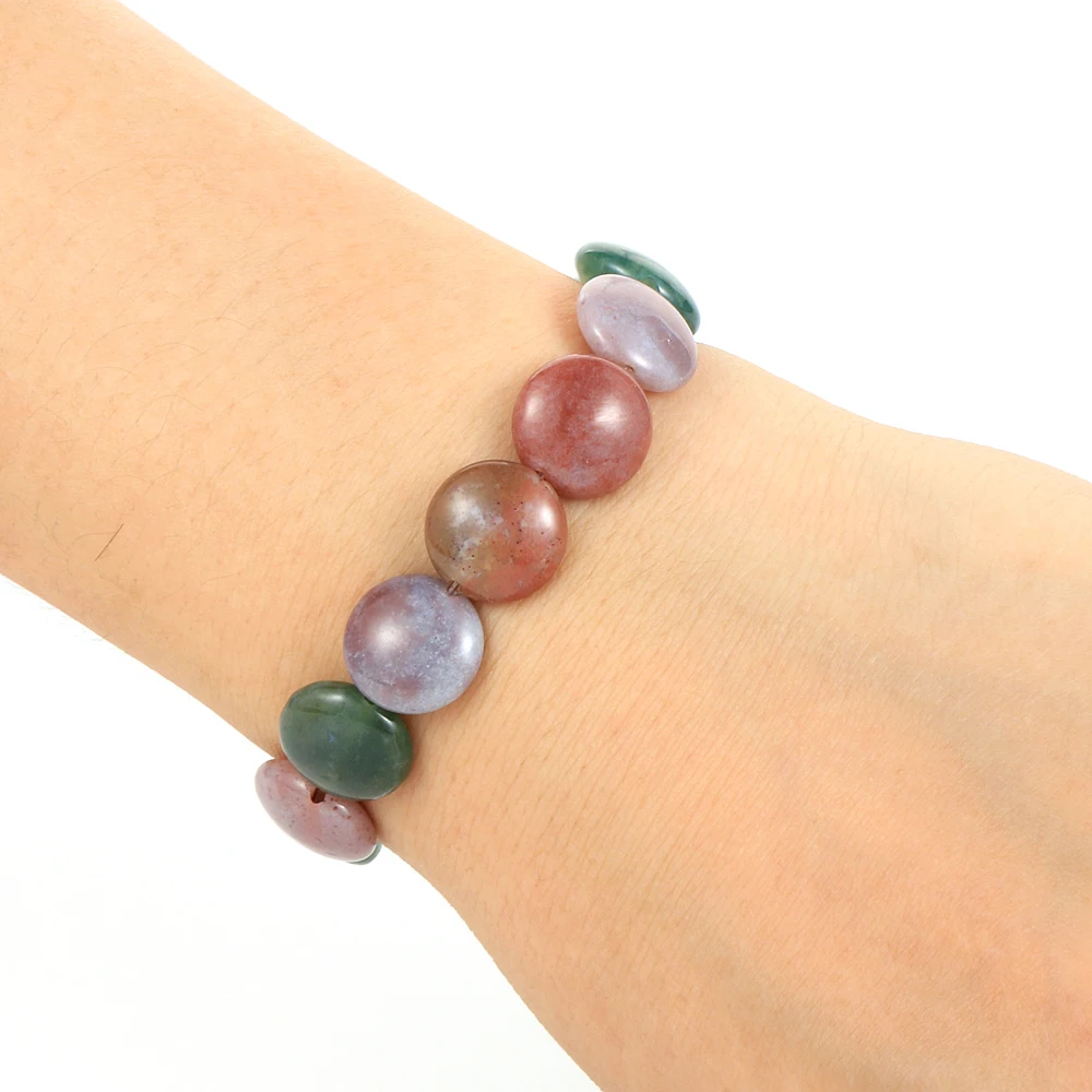 Женский индийский браслет из ониксовых бусин тигровый глаз с кристаллами