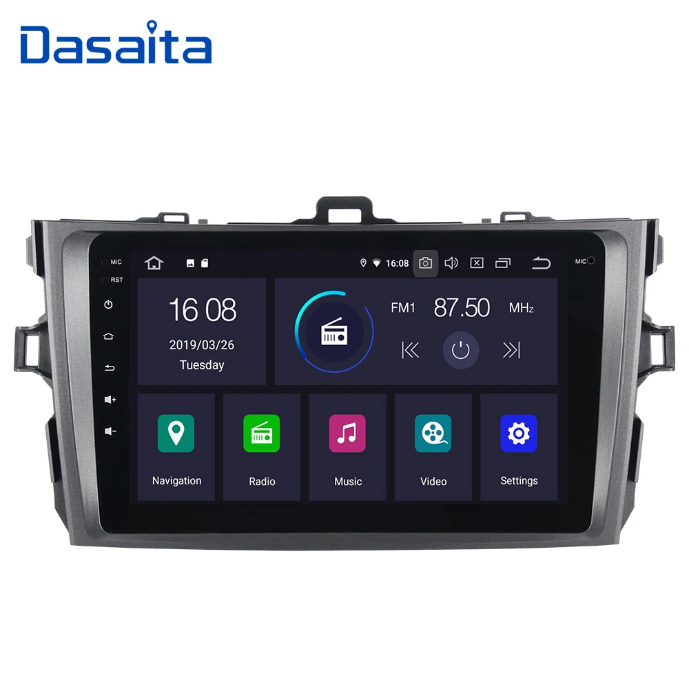 Dasaita Android 9,0 автомобильный стерео Мультимедиа " HD сенсорный экран для GPS для Toyota Corolla 2007 2009 2010 2011 Авторадио 16G rom MP3