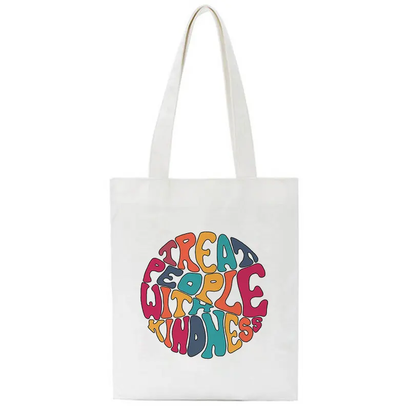 

Fashion Female Canvas Bags Travel Clothes Storage Bag Letter Printing Handbag College Students Teachers Books Personal Handbag