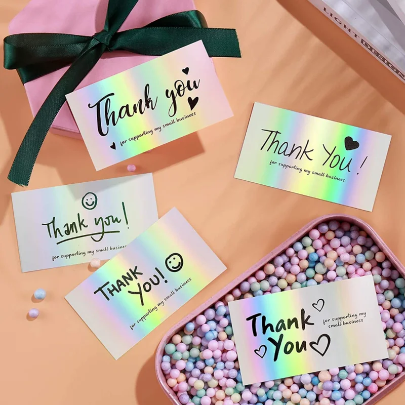 

60Pcs/ Set thank you for supporting my small business Stickers Seal Labels laser Rectangle Sticker Wedding Party Gift Decoration