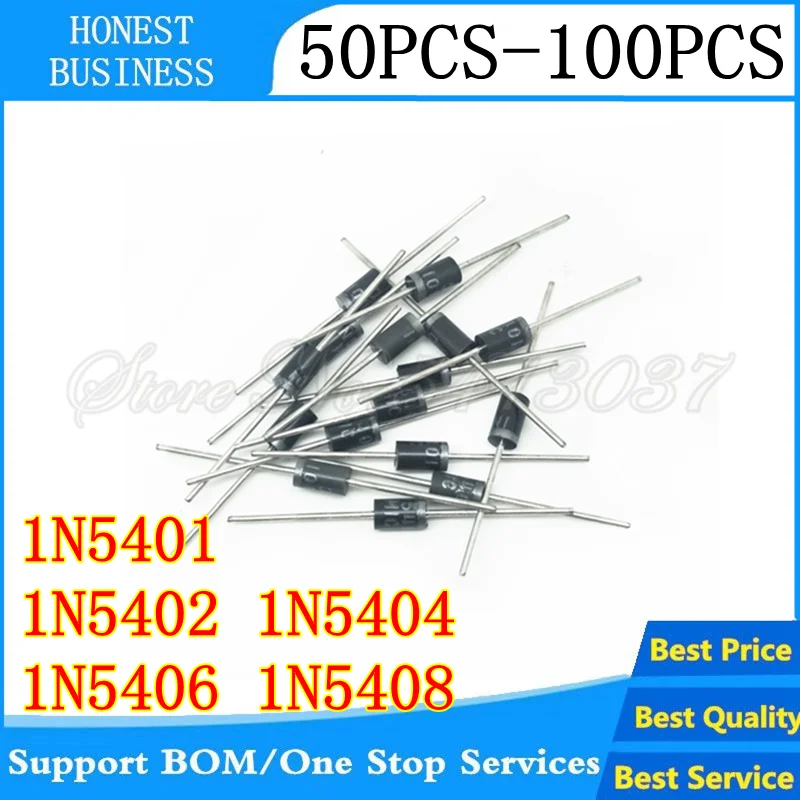 50 шт. 100 Диодная линия 1N5408 IN5408 1N5401 IN5401 1N5402 IN5402 1N5404 IN5404 1N5406 IN5406 3A 1000 В DO 41
