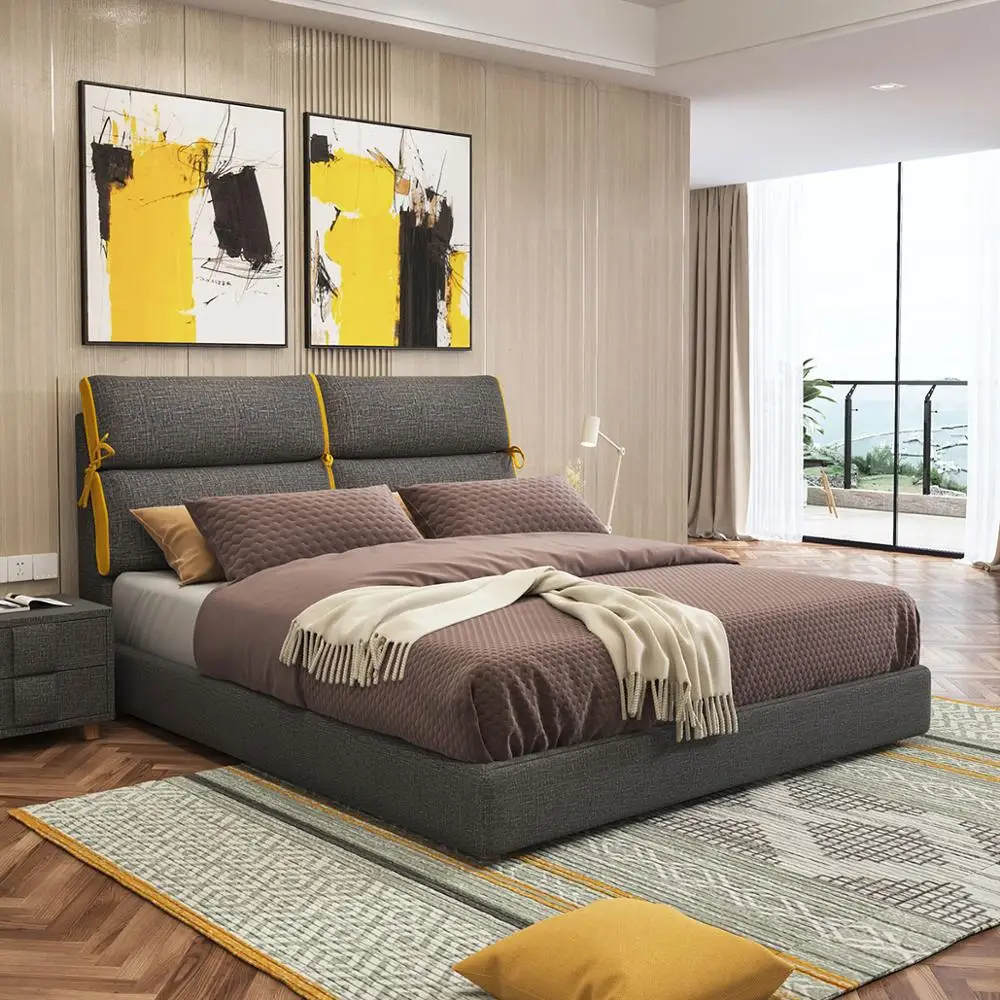 

RAMA DYMASTY модная тканевая мягкая кровать современный дизайн кровать Бетт, cama модная мебель для спальни размера king/queen