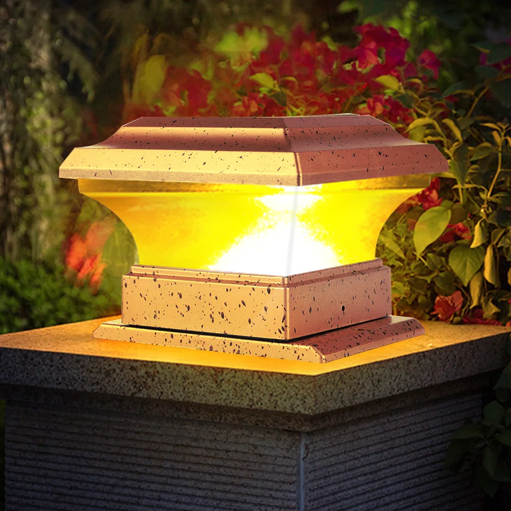 

Solar Power Fence Post Lights Waterproof Outdoor Garden Landscape Yard Pillar Lamp Warm Light