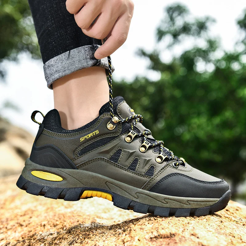 JIEMIAO High Quality Men Hiking Trekking Boots Mountain Climbing Shoes Outdoor Non-slip Sports Rubber Sole Women Couple Shoes