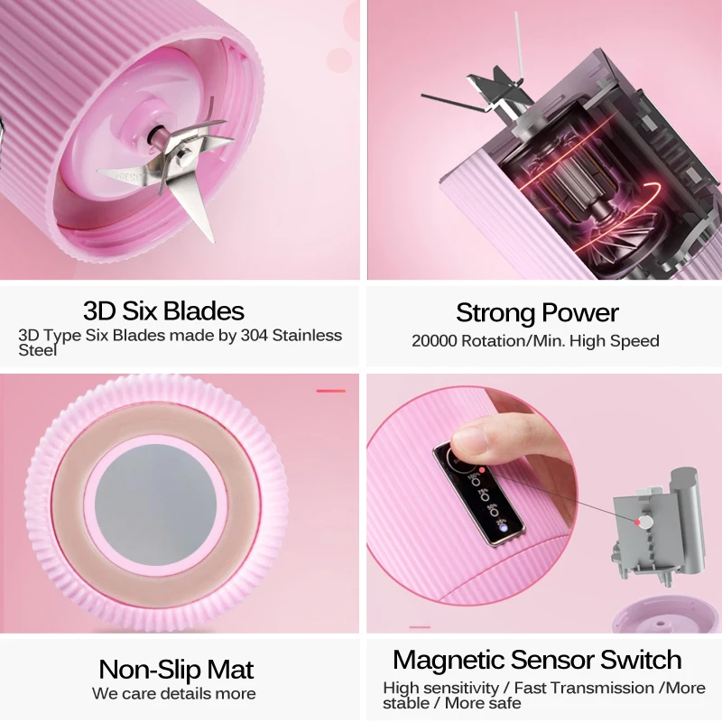 Портативный Блендер с USB зарядкой 4000 мАч 6 лезвий|Блендеры| |