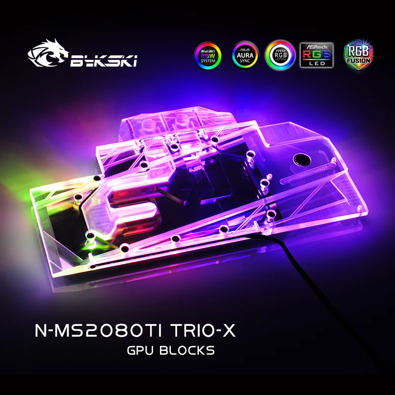 Bykski N MS2080TI TRIO X блок GPU воды для MSI RTX 2080Ti GAMING Графика карты VGA радиатор 5V/ARGB 12V/цветная
