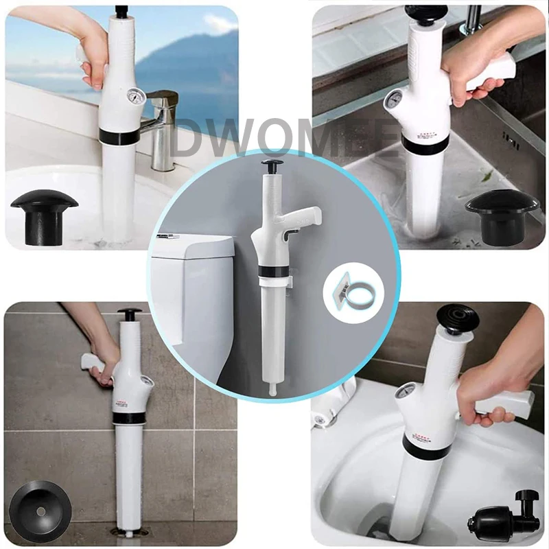 Desatascador de inodoro con potencia de aire, pistola de chorro de drenaje de alta presi&oacute;n, potente, para ba&ntilde;o, drenaje de suelo, fregadero obstruido-4