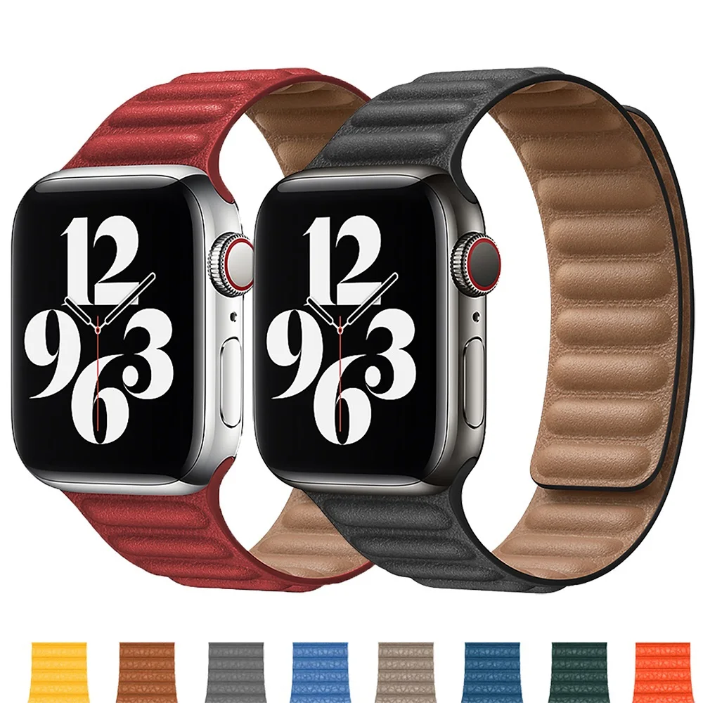 

Ремешок кожаный для Apple watch band 44 мм 40 мм 38 мм 42 мм, оригинальный браслет с магнитной застежкой для iWatch sehire 3, 2022