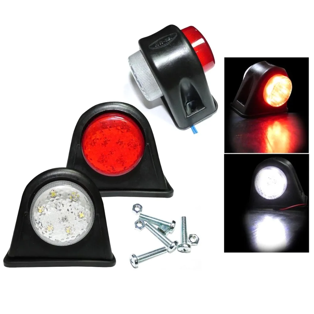 

2pcs 6LED Side Marker Outline Led Light Lamp White Red 12 Volt Trailer Truck Lorry Suitable For All Vehicles With 12V System