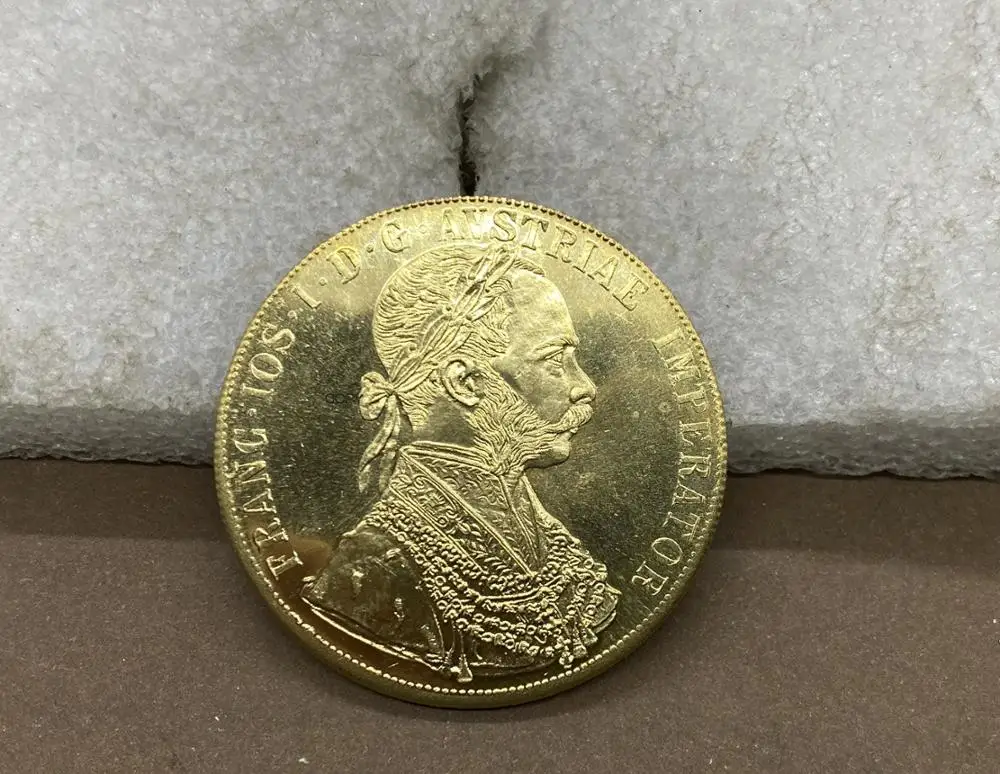 Австрия Габсбург 1911 года, 4 Дуката Франц Иосиф I, Австрийский император, двуглавый австро-венгерский орел с короной, золотая копия монеты.