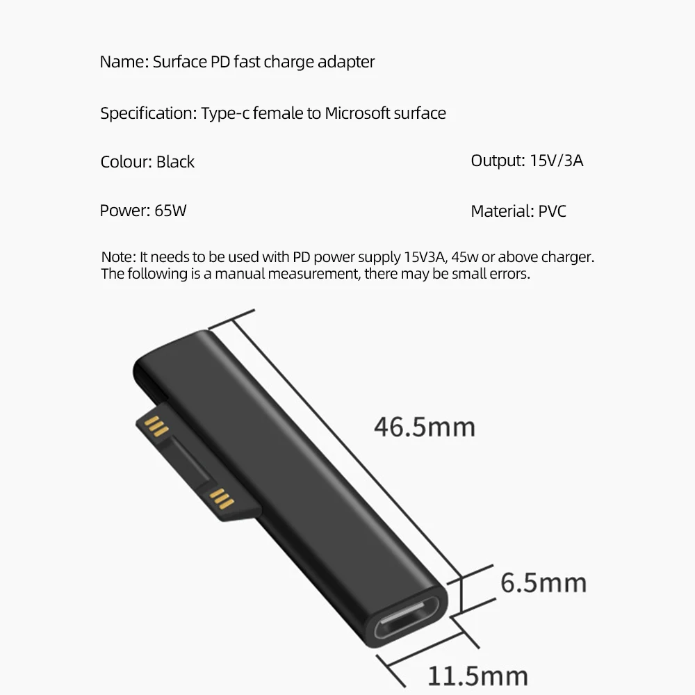 ! Переходник ACCEZZ USB C PD гнездо типа для быстрой зарядки Surface Pro 3 4 5 6 7 Go Book магнитный