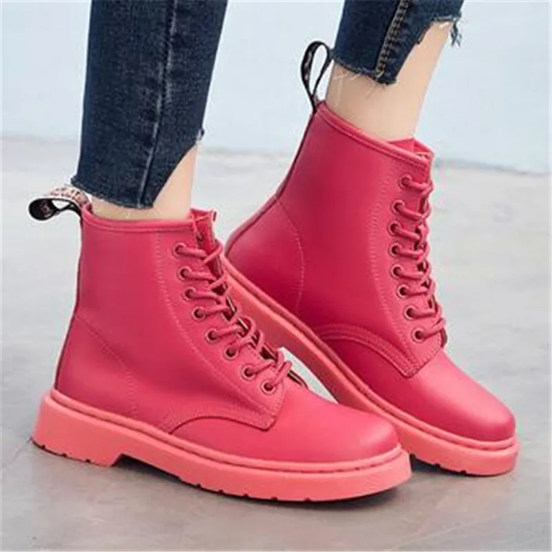 Genuine Leather Sneakers Women Ankle Boots Female Autumn Winter Warm Shoes Woman Couple Motorcycle White Plus 35-44 45 46 | Обувь