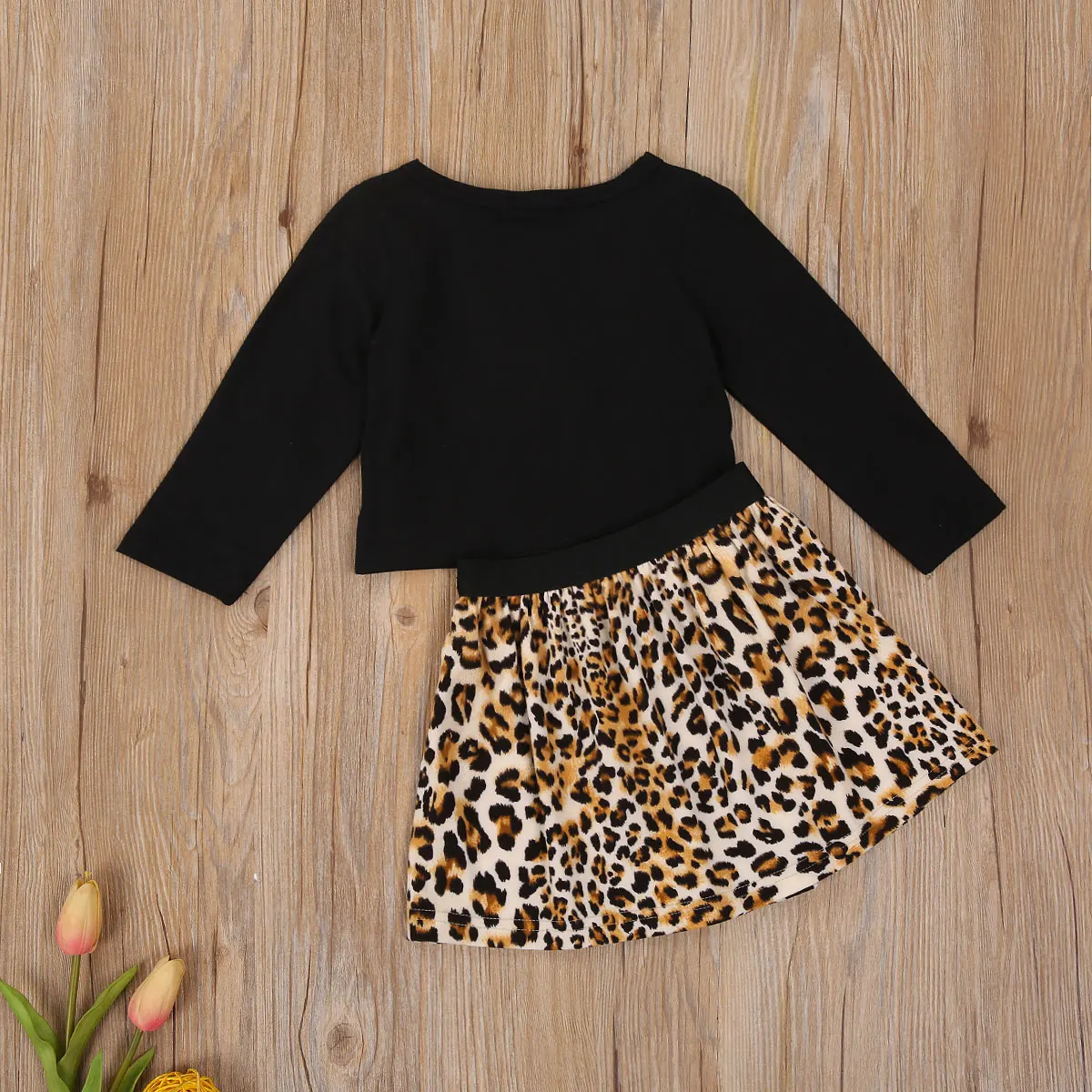 

Baby Girl 2 Pieces Suit Letter Print Long Sleeve T-shirt Toddler Leopard Mini Skirt Fashion Kids Toddler Autumn Clothes Set 0-3Y