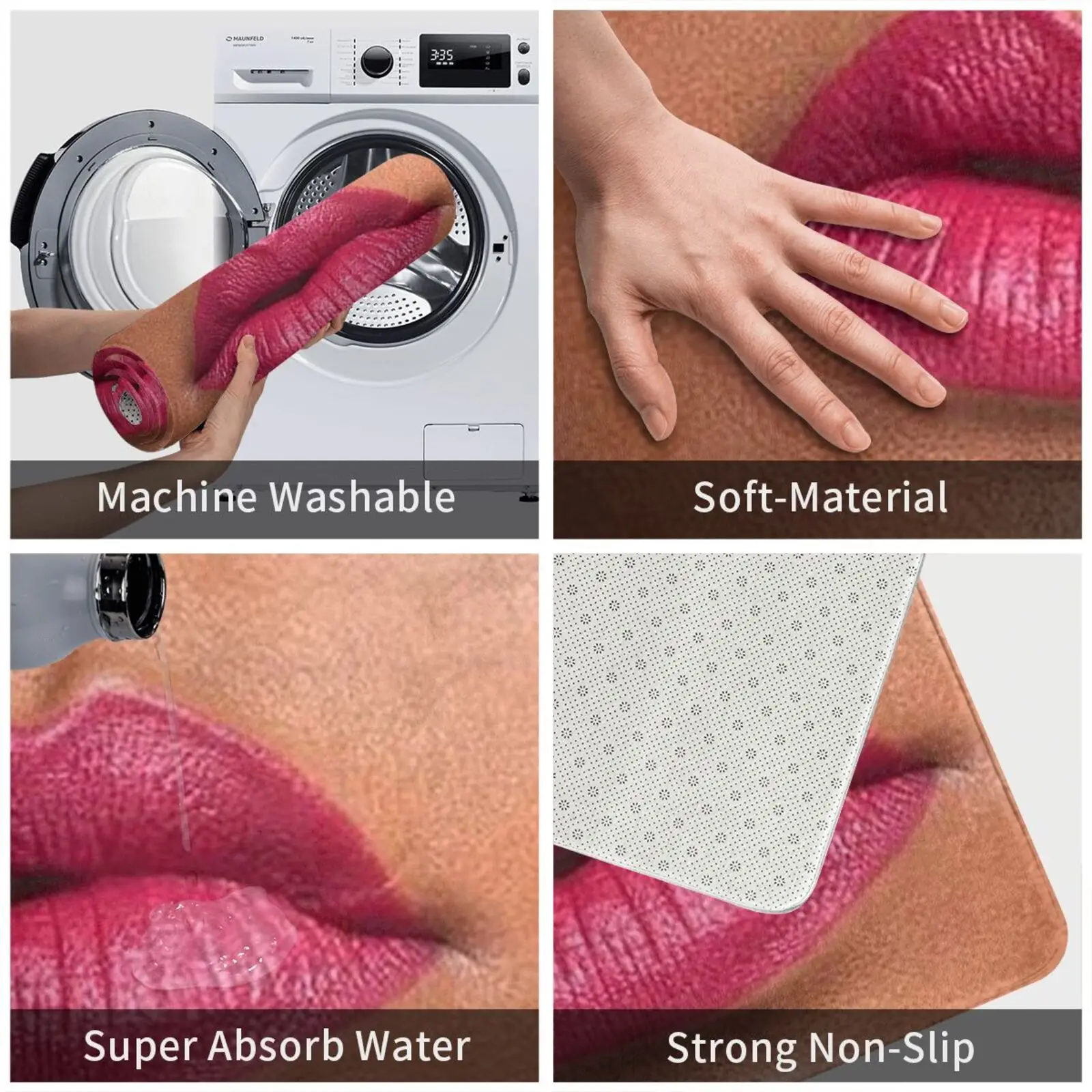 С губами коврик подушка Мягкий Нескользящий блеск для губ