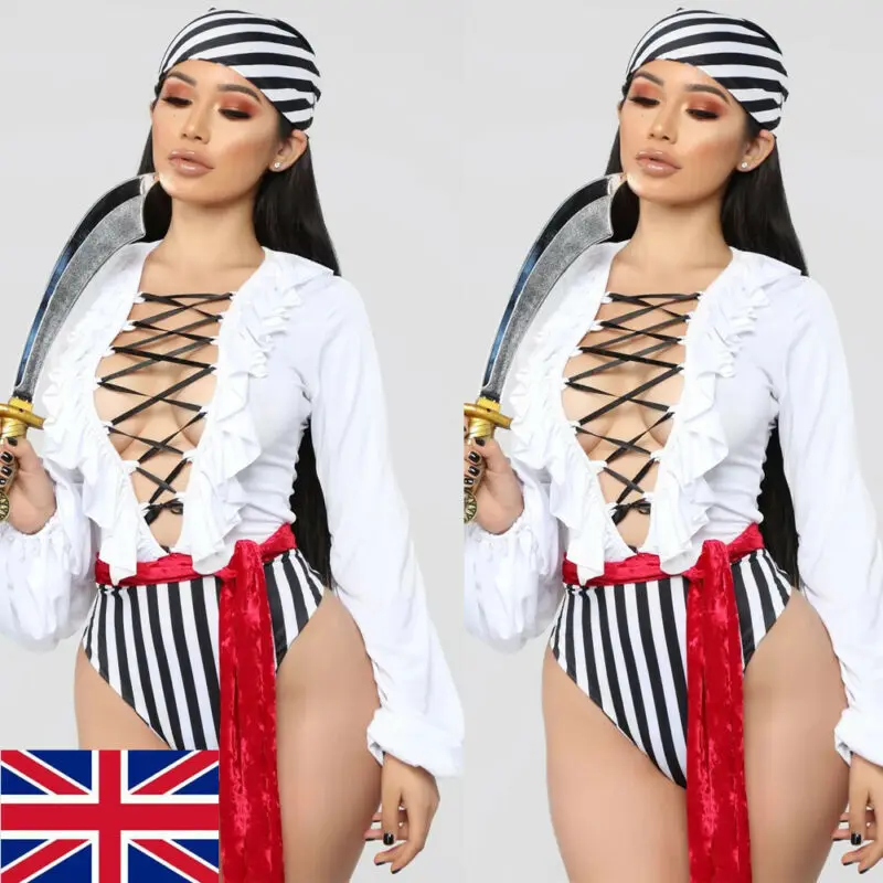 Роскошный пиратский подлинный костюм капитана Леди Женский необычный