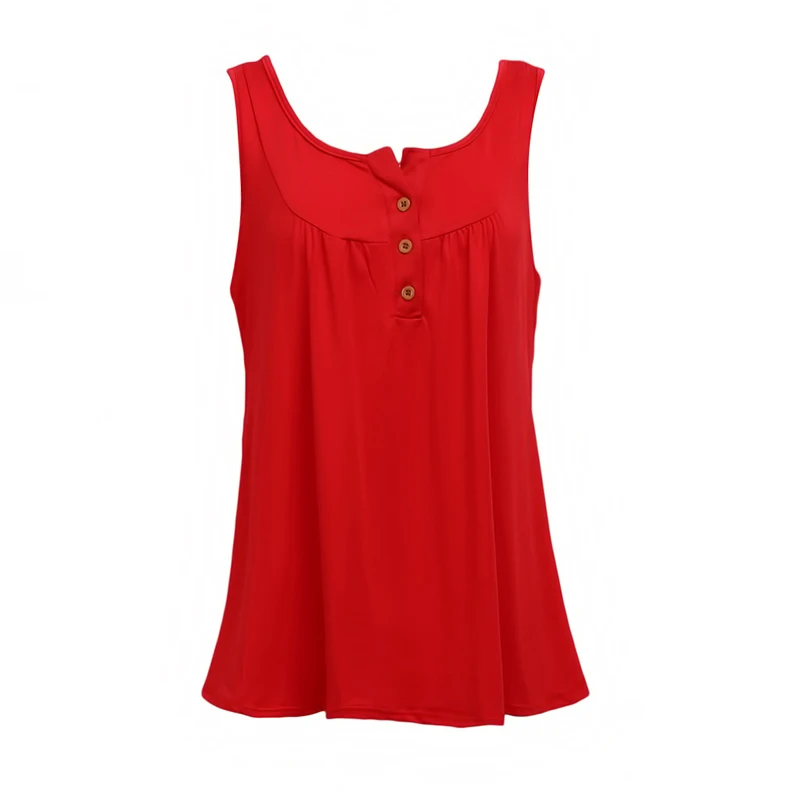 

Summer Hot Women Blouses Solid Casual Tops Button Befree Tops Fashion Tank Tops Sleeveless O-neck Regular Polyester,cotton S-XXL