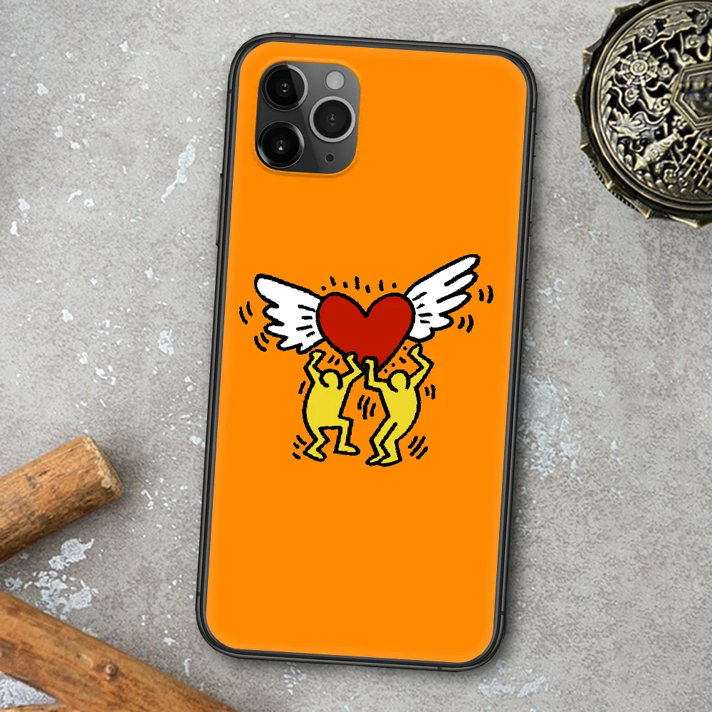 

Cartooon Keiths Harings Phone Case For Iphone 4 4s 5 5S SE 5C 6 6S 7 8 Plus X XS XR 11 12 Mini Pro Max 2020 black Bumper