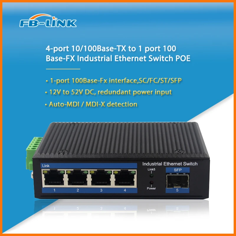 4POE IEEE802.3af/at + 1SFP 1SC до 2 км 1 SFP 1310nm расстояния 20 промышленный волоконно оптический