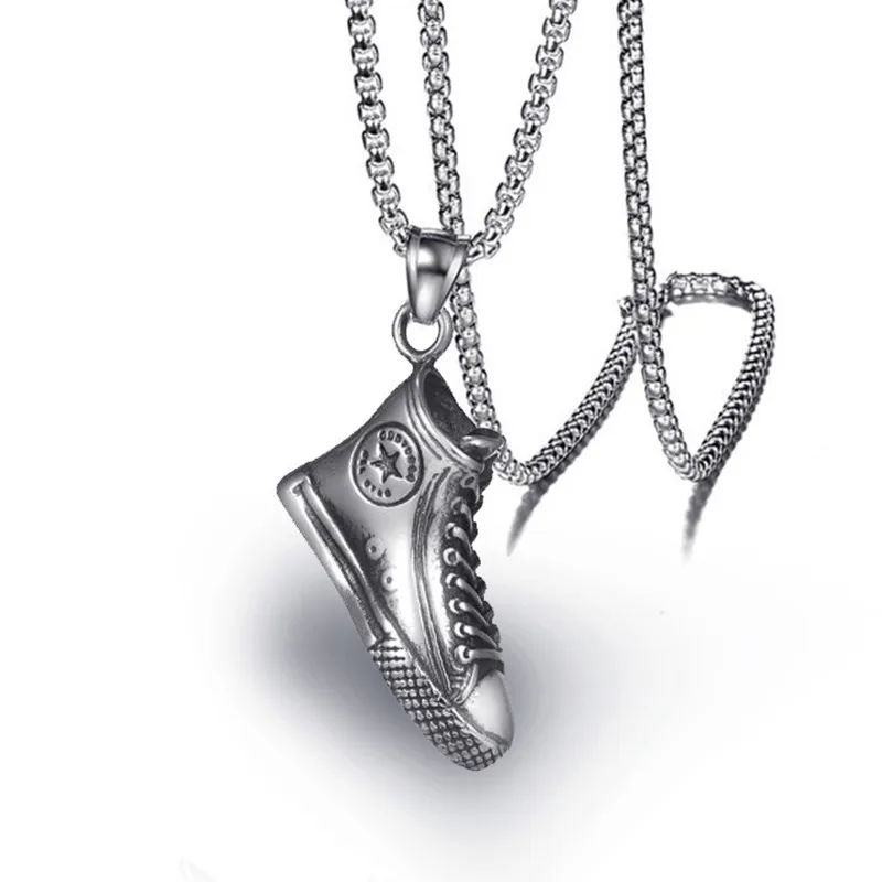 

POTCET Unisex Canvas Shoes Necklace Pendant Just Clavicle Chain Geometric Fashion Hip Hop Personality Party Jewelry