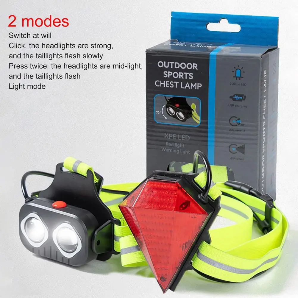

Outdoor Sports Running Light USB Charging Night Fitness Light LED Chest Lamp Flashlight Jogging Cycling Bicycle Flashlight