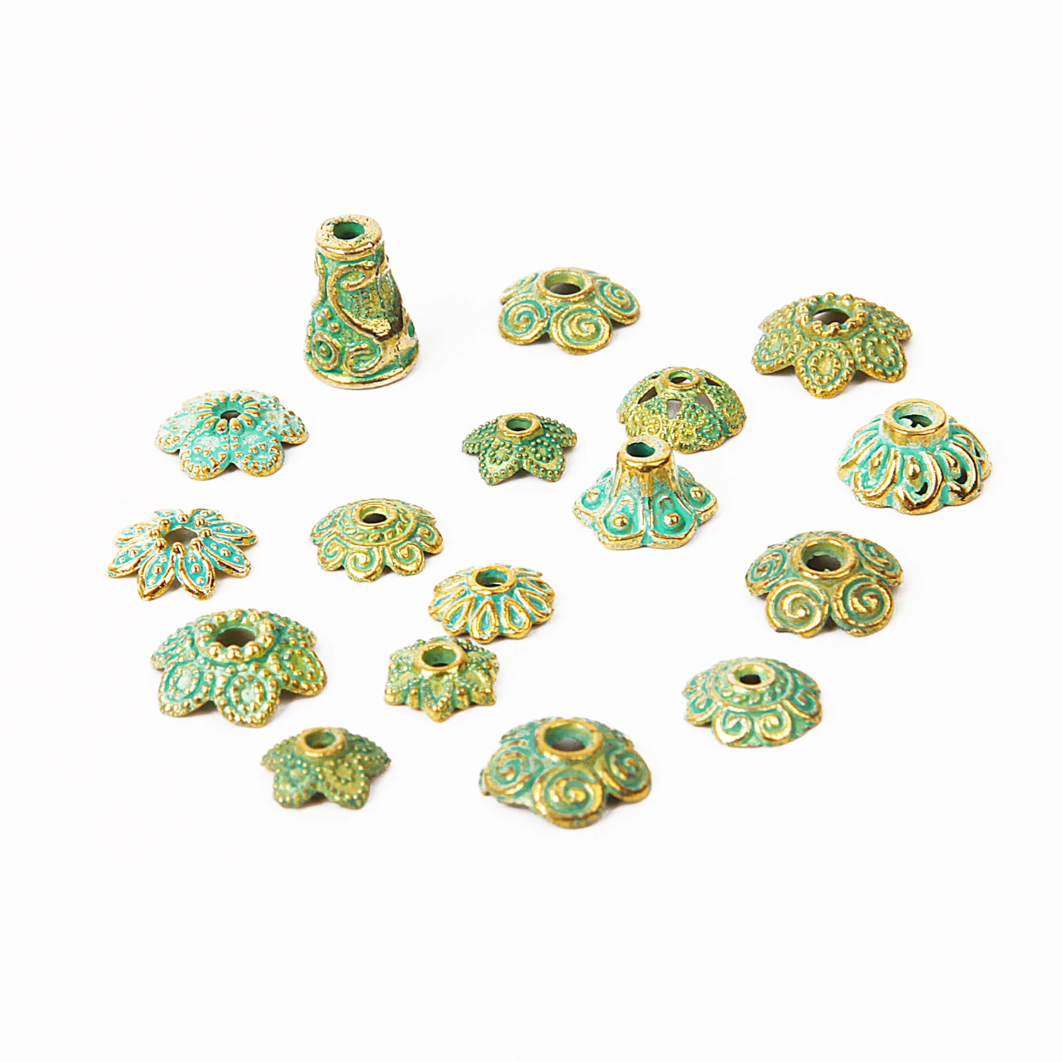 

20-1000Pcs Retro Tibetan Silver Copper Green Gold Beads Spacer Bead Caps Charms For Jewelry Necklace Bracelet DIY Findings