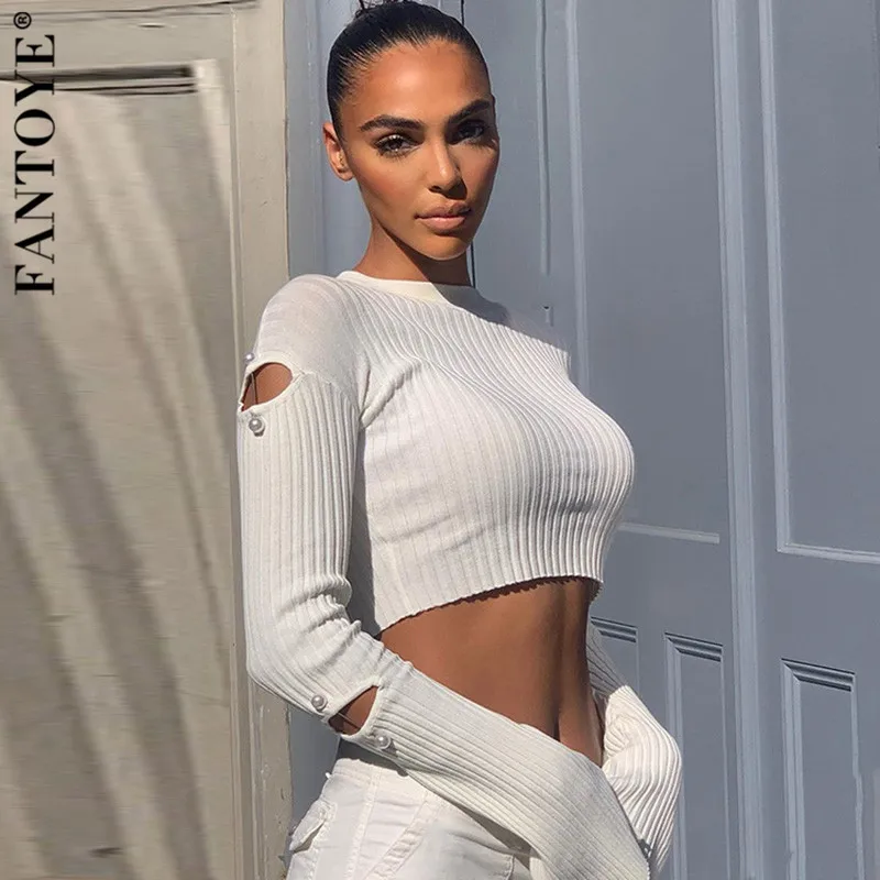 Женская Базовая футболка FANTOYE с круглым вырезом в полоску расклешенным длинным