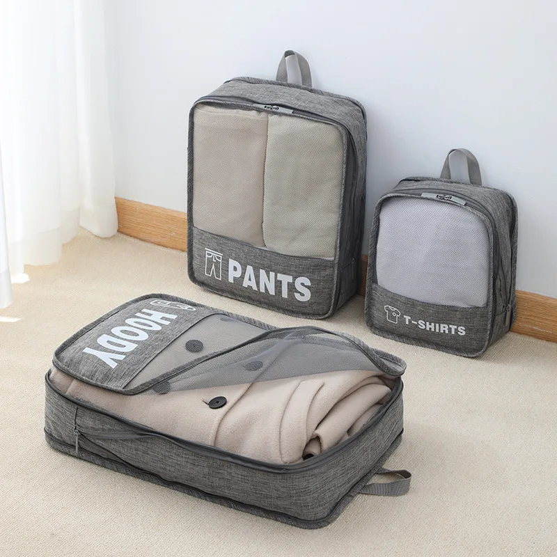 

3-piece Set Travel Storage Clothing Bags Portable Suitcase Packing Bags Luggage Sorting Bag Clothes Underwear Separate Organizer