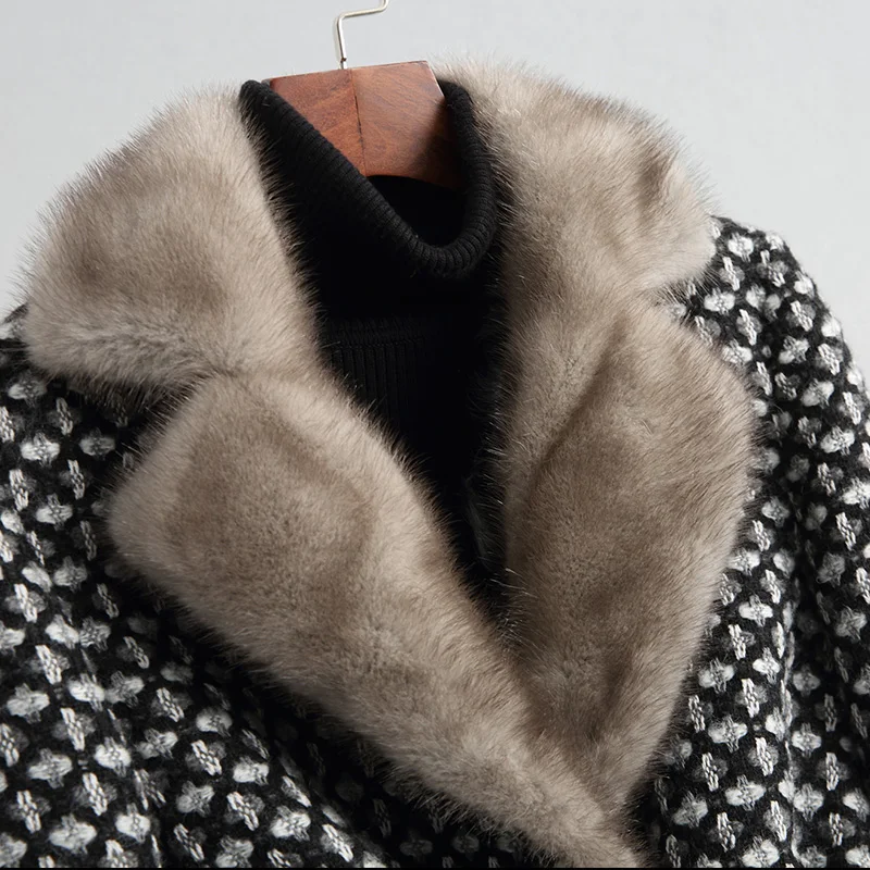 Женское пальто Pudi с воротником из натурального меха норки длинная парка