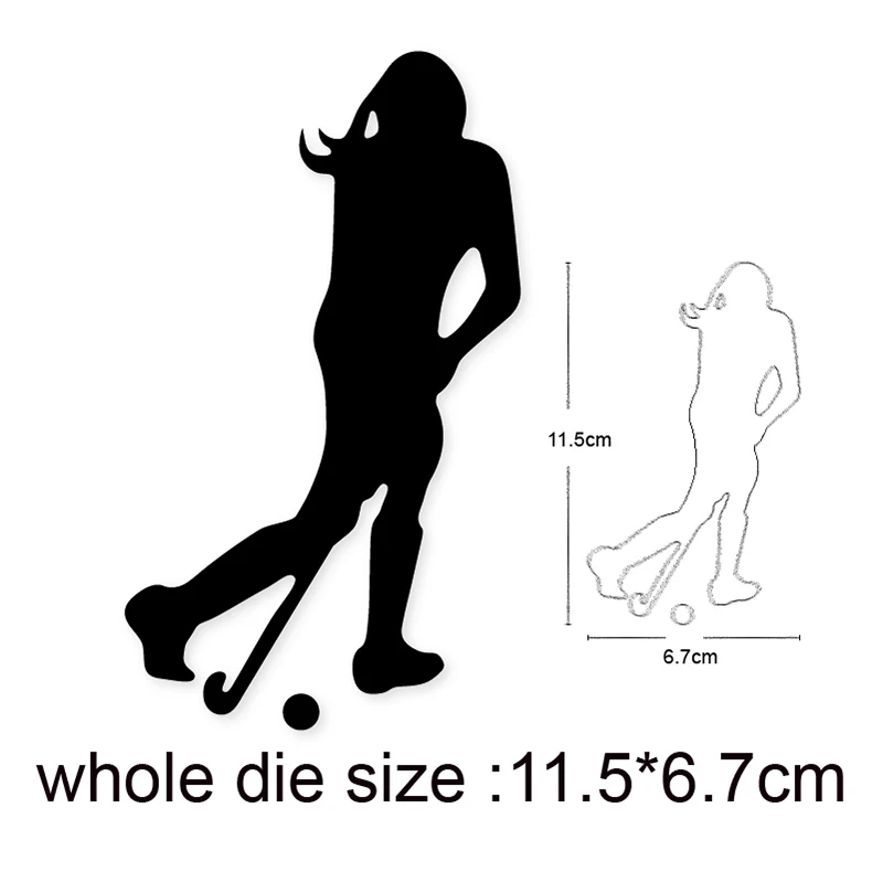 

2020 Metal Dies Women Playing hockey Cutting Dies Stencils dies for DIY Scrapbooking Album Cards Embossing Die Cuts crafts dies
