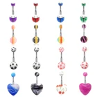 Пирсинг для пупка в форме сердца из нержавеющей стали, 1 шт.