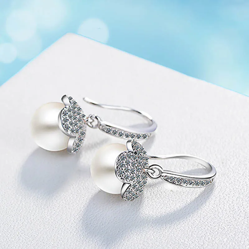 Женские серьги подвески из серебра 925 пробы с жемчугом|Серьги-подвески| |