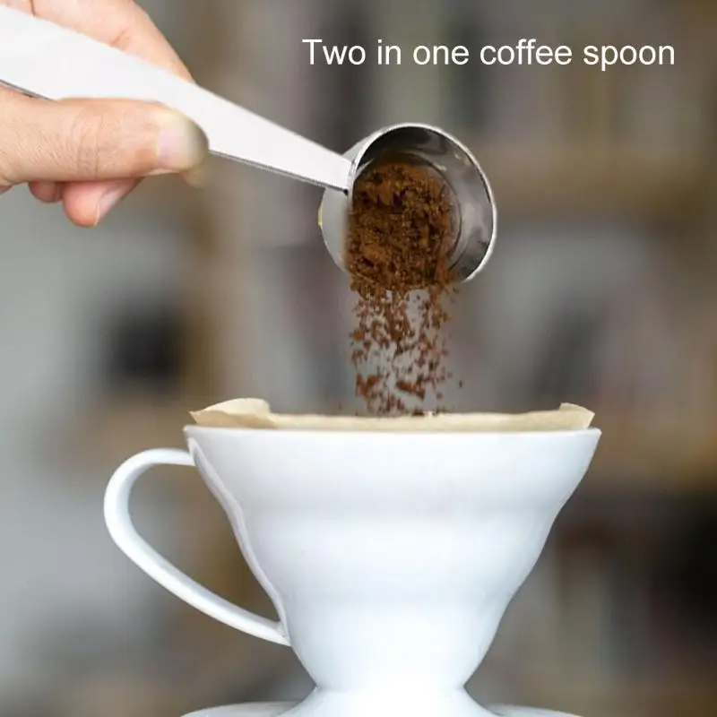 2 in 1 Stainless Steel Coffee Tamping Measure Spoon Bean Powder Cafe Measuring Scoop Tools | Дом и сад
