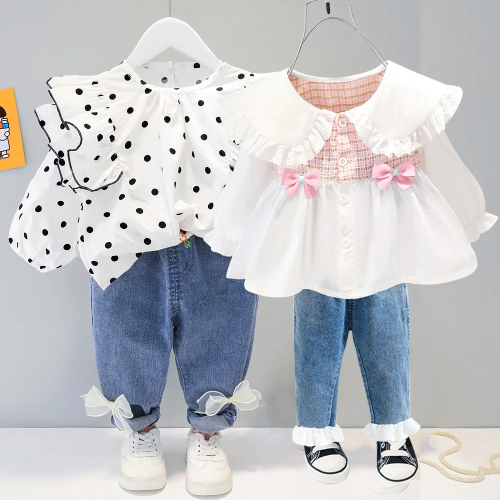 Новая модная одежда для маленьких девочек повседневная из двух предметов