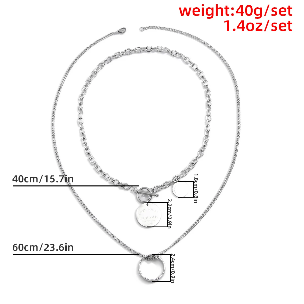 

Stainless Steel Multilayer Coin Pendant Necklace for Women Men Punk Toggle Clasp Round Chain Choker Jewelry Fashion Accessories